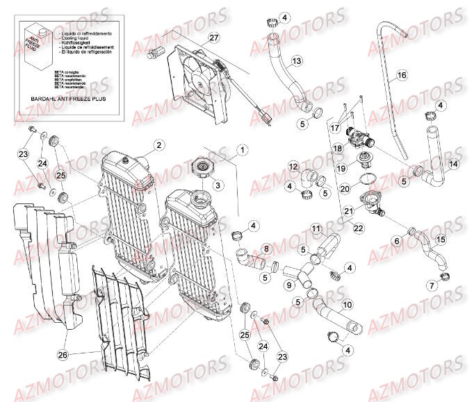 Installation De Refroidissement [2] BETA Pièces Beta RR 4T 498 Enduro - 2013